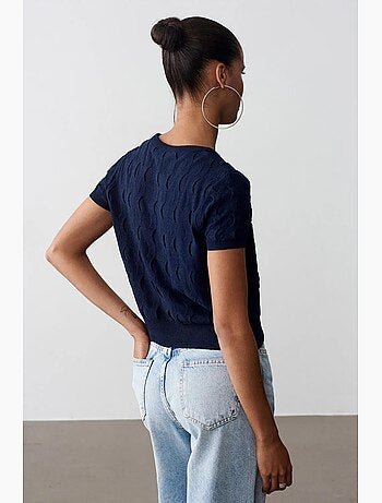 T-shirt manches courtes côtelé texturé dilvin