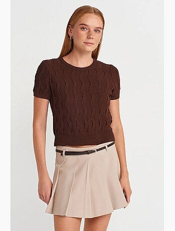 T-shirt manches courtes côtelé texturé dilvin