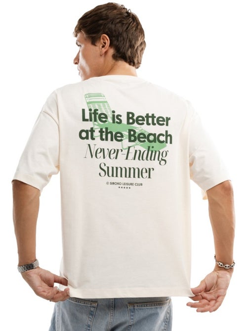 T-shirt manches courtes coton bio homme lifestyle homme life sand - Kiabi