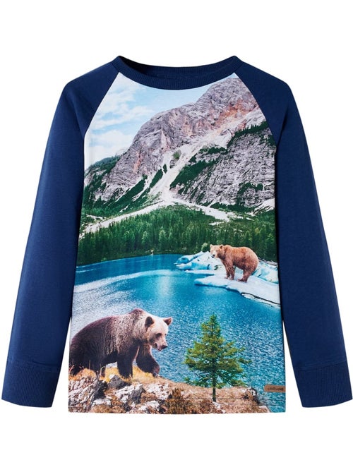 T-shirt manches courtes coton col rond imprimé nature - vidaxl - Kiabi