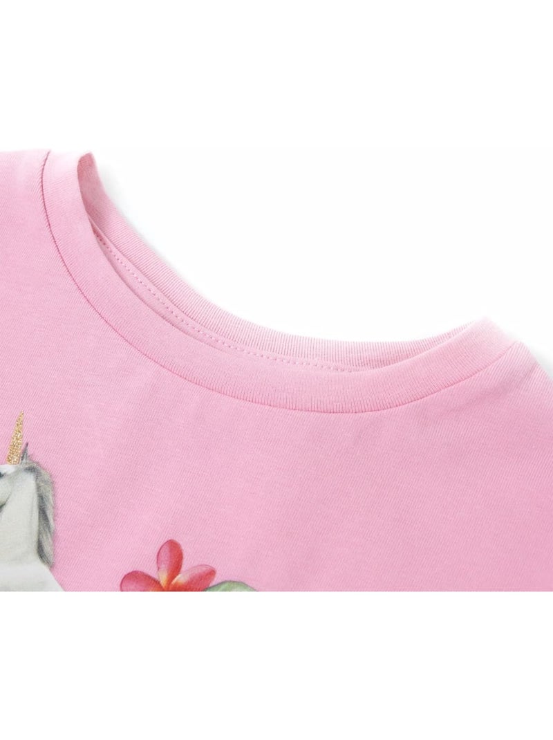 T-shirt manches courtes coton élasthanne licorne - vidaxl Rose - Kiabi