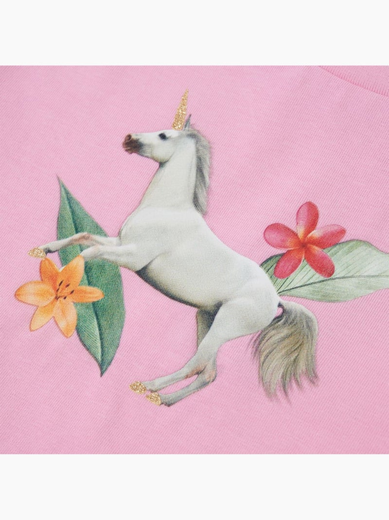 T-shirt manches courtes coton élasthanne licorne - vidaxl Rose - Kiabi