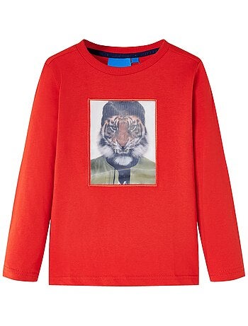 T-shirt manches courtes coton enfant col rond imprimé animal - vidaxl