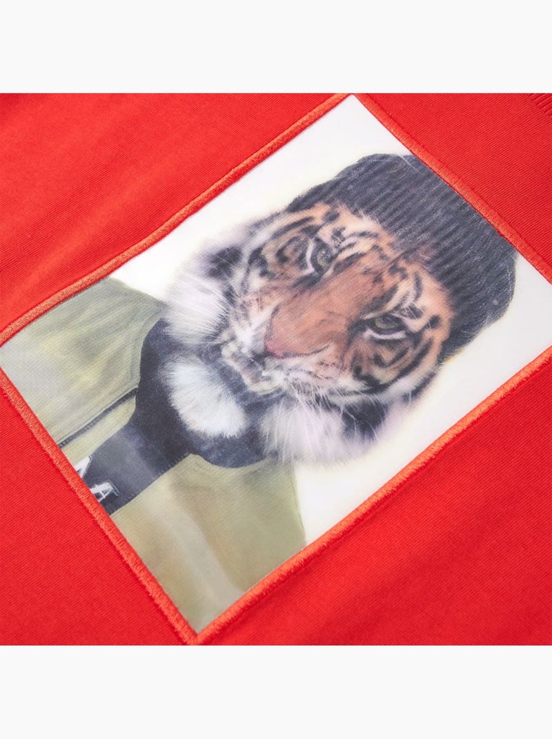 T-shirt manches courtes coton enfant col rond imprimé animal - vidaxl Rouge - Kiabi