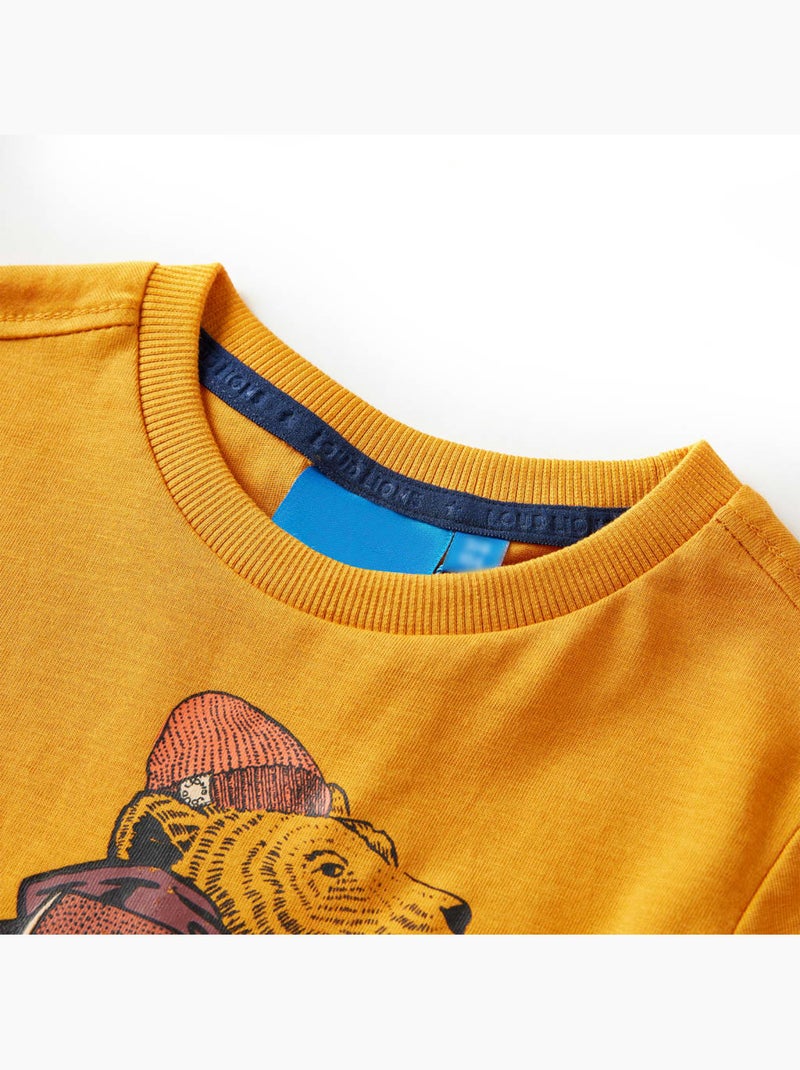 T-shirt manches courtes coton graphique col rond - vidaxl Jaune - Kiabi