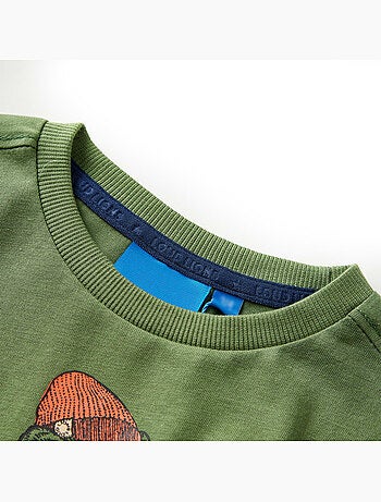 T-shirt manches courtes coton graphique col rond - vidaxl