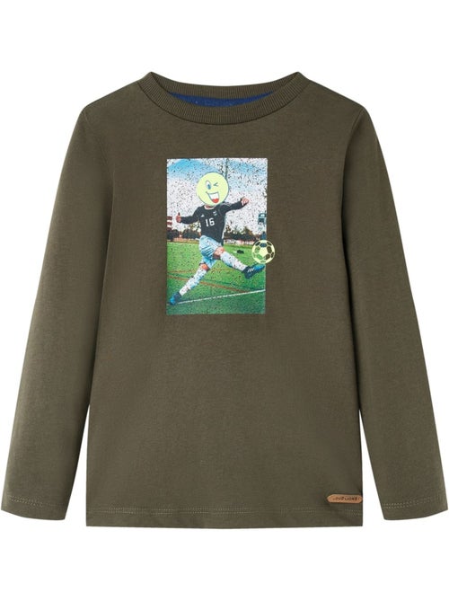 T-shirt manches courtes coton imprimé foot encolure ronde - vidaxl - Kiabi