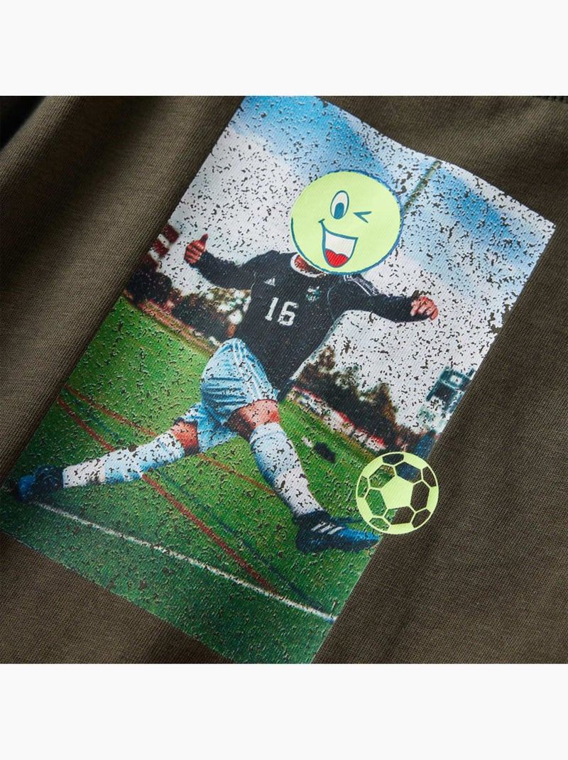 T-shirt manches courtes coton imprimé foot encolure ronde - vidaxl Vert - Kiabi