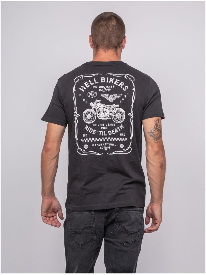 T-shirt manches courtes coton imprimé jopatriot Gris foncé - Kiabi