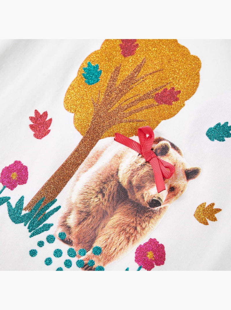 T-shirt manches courtes coton imprimé lapin fleurs - vidaxl Blanc - Kiabi