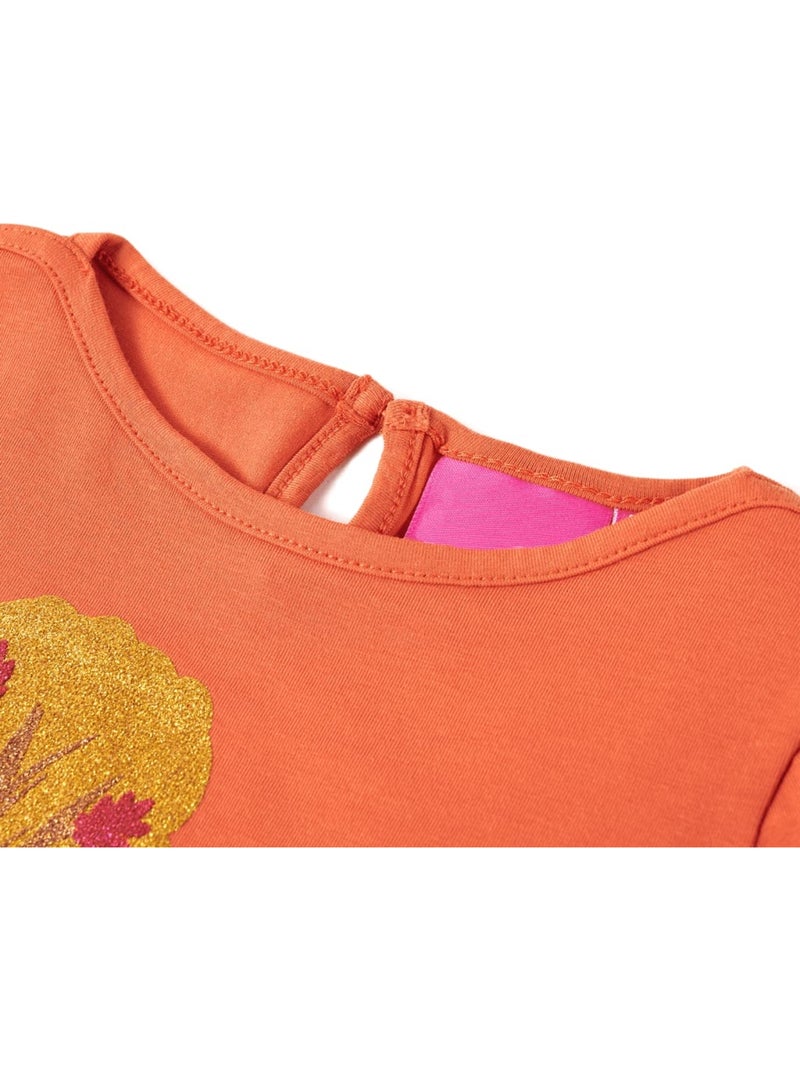 T-shirt manches courtes coton imprimé lapin fleurs - vidaxl Orange - Kiabi