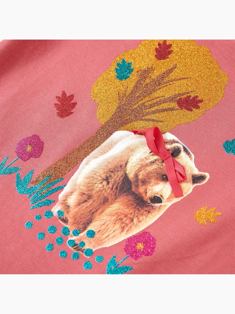 T-shirt manches courtes coton imprimé lapin fleurs - vidaxl Rose - Kiabi