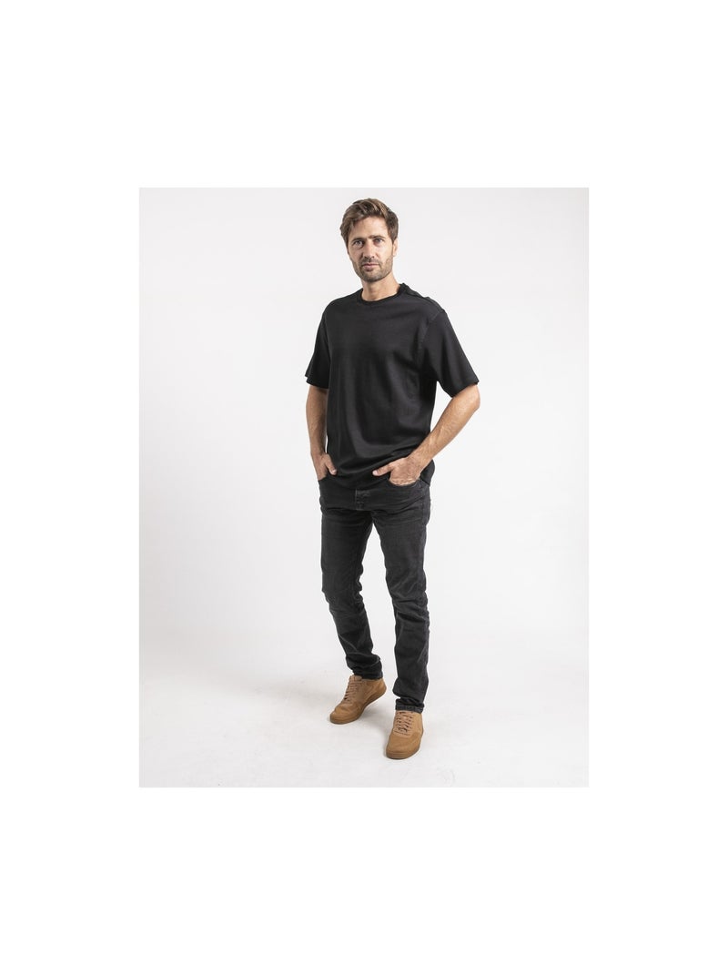 T-shirt manches courtes coton oversize jocitron Noir - Kiabi