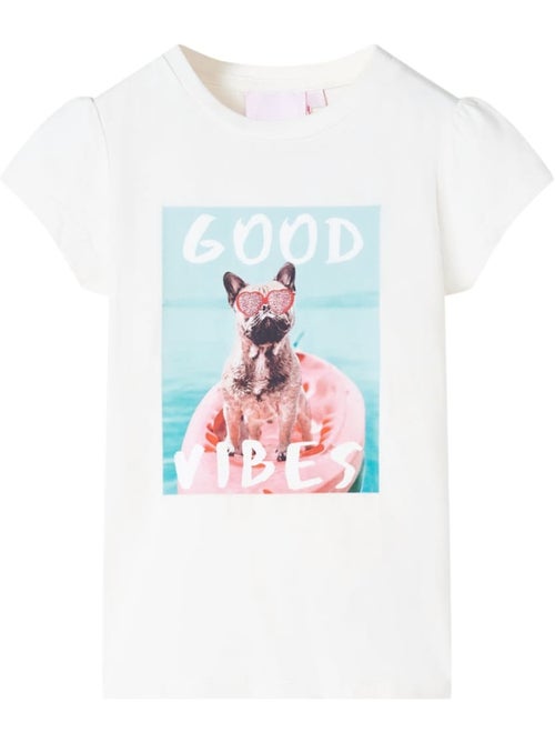 T-shirt manches courtes coton stretch chien en bateau vibes - vidaxl - Kiabi