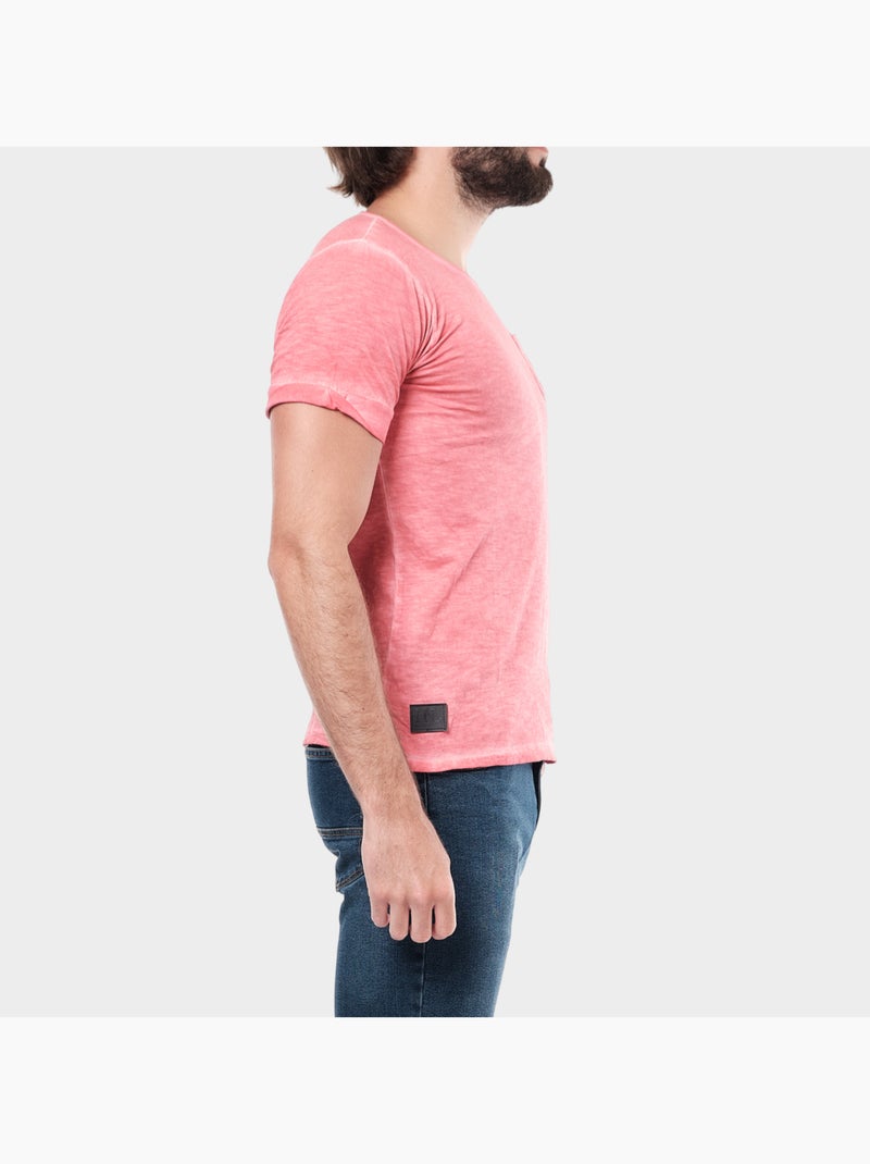 T-shirt manches courtes couleur delavée Corail - Kiabi