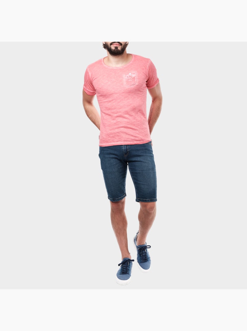 T-shirt manches courtes couleur delavée Corail - Kiabi