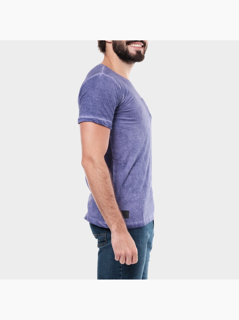 T-shirt manches courtes couleur delavée Violet - Kiabi