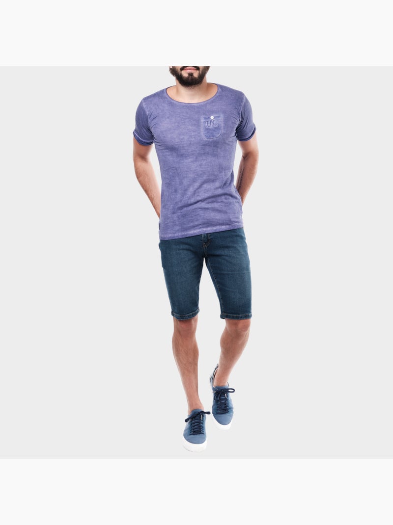T-shirt manches courtes couleur delavée Violet - Kiabi