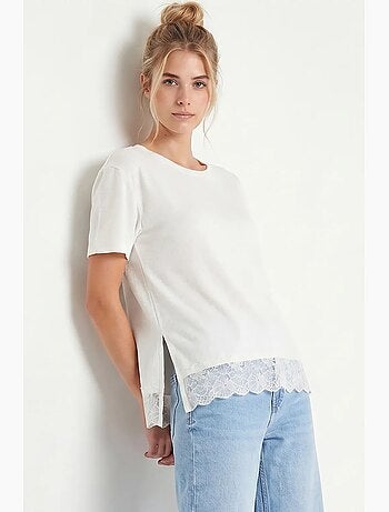 T-shirt manches courtes dentelle ajourée ample istanbul