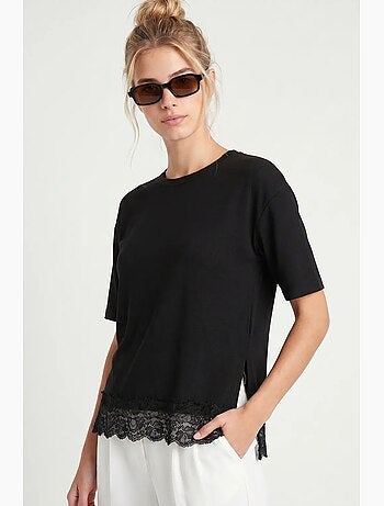 T-shirt manches courtes dentelle ajourée ample istanbul