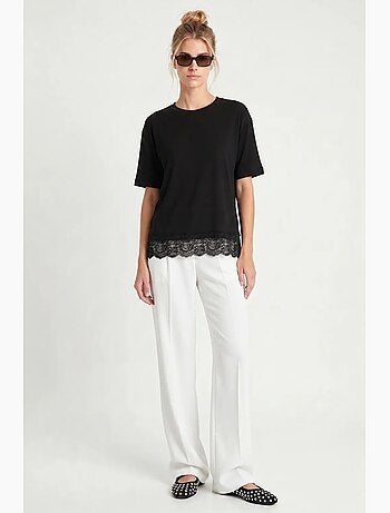T-shirt manches courtes dentelle ajourée ample istanbul