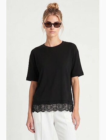 T-shirt manches courtes dentelle ajourée ample istanbul