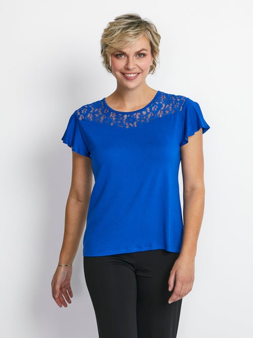 T-shirt manches courtes dentelle - Kiabi