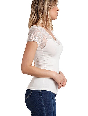 T-shirt manches courtes dentelle Puntilla