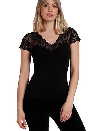 T-shirt manches courtes dentelle Puntilla