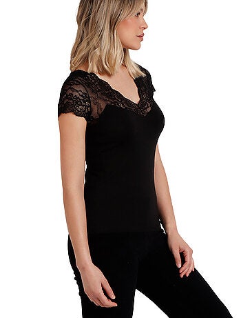 T-shirt manches courtes dentelle Puntilla
