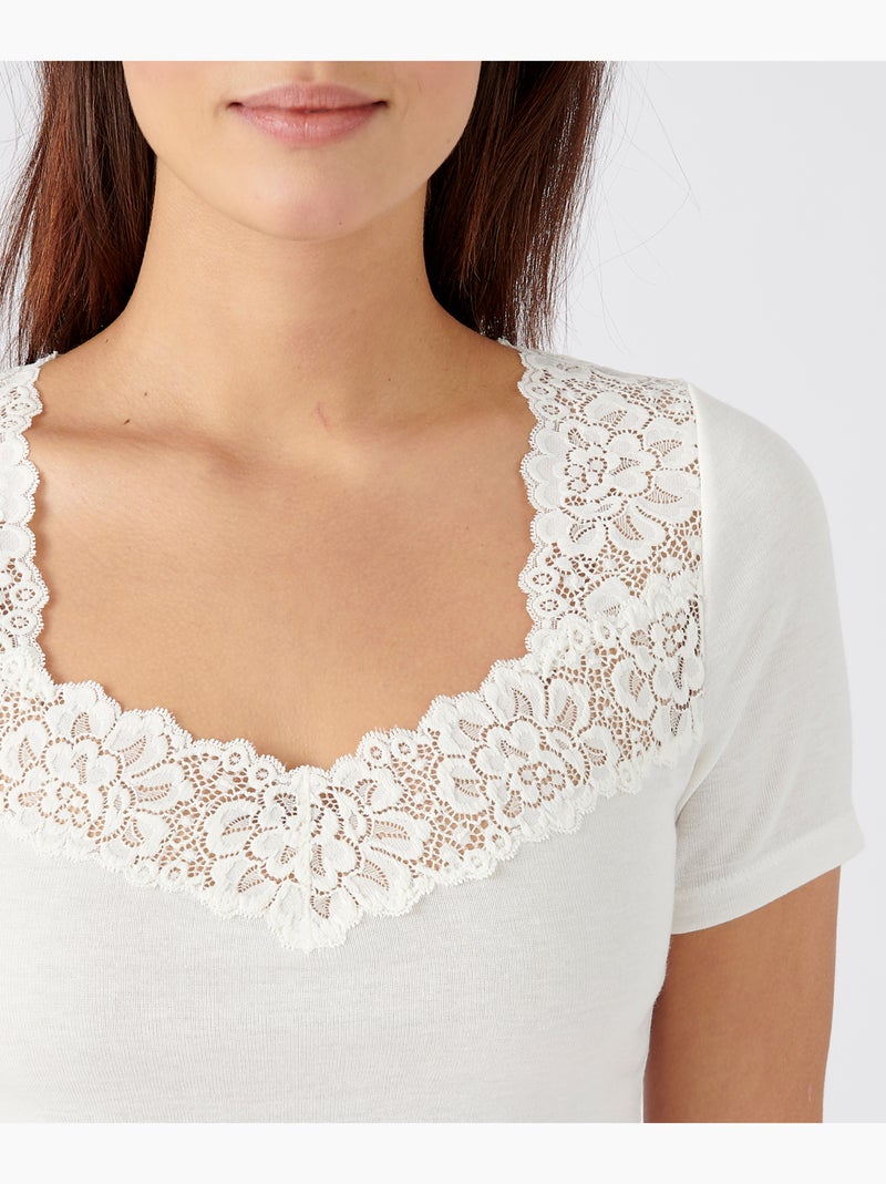 T-shirt manches courtes Douceur soyeuse Thermolactyl thermique - Damart Blanc - Kiabi