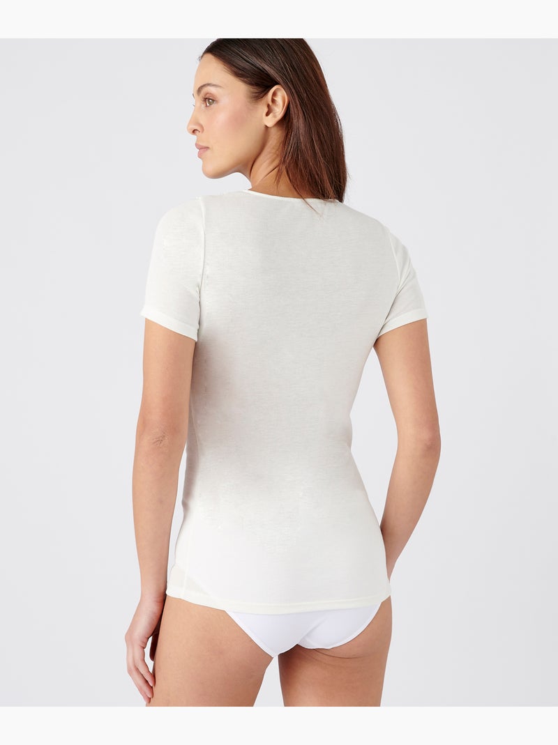 T-shirt manches courtes Douceur soyeuse Thermolactyl thermique - Damart Blanc - Kiabi