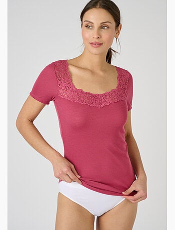 T-shirt manches courtes douceur soyeuse thermolactyl thermique - damart