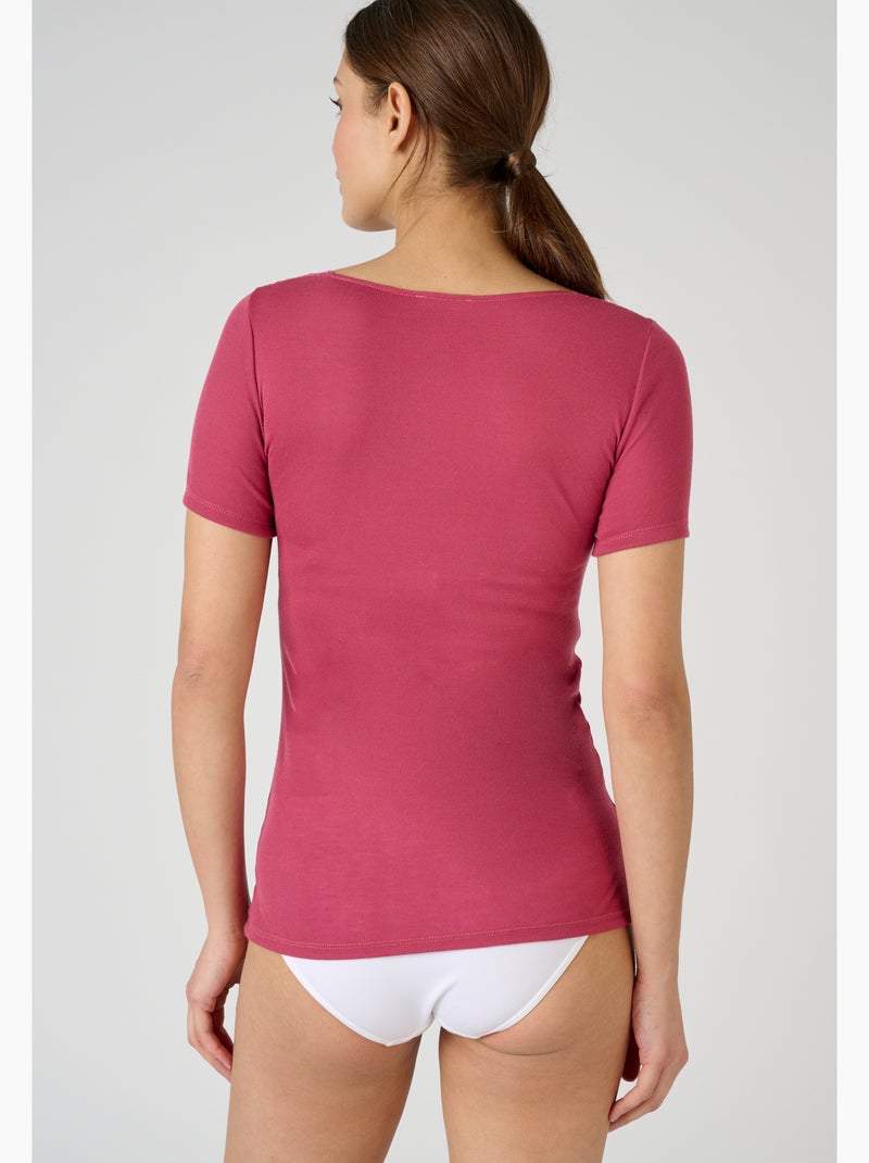 T-shirt manches courtes douceur soyeuse thermolactyl thermique - damart Rose framboise - Kiabi