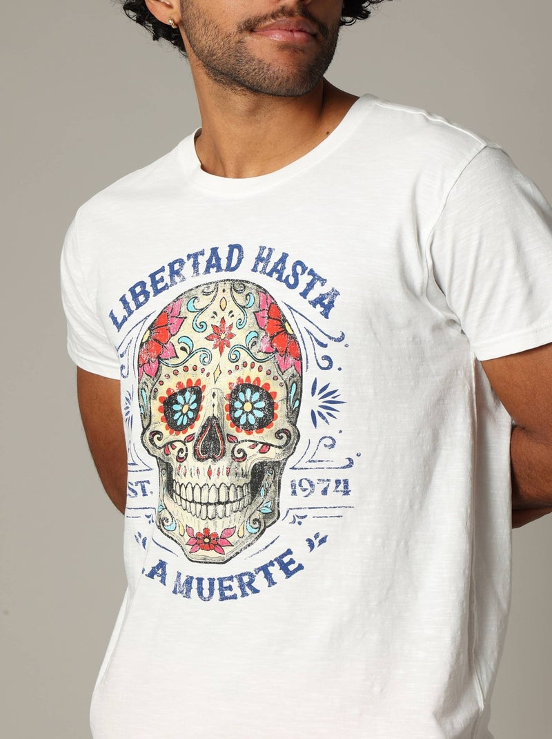 T-shirt manches courtes en coton au style unique 'Deeluxe' Ecru - Kiabi