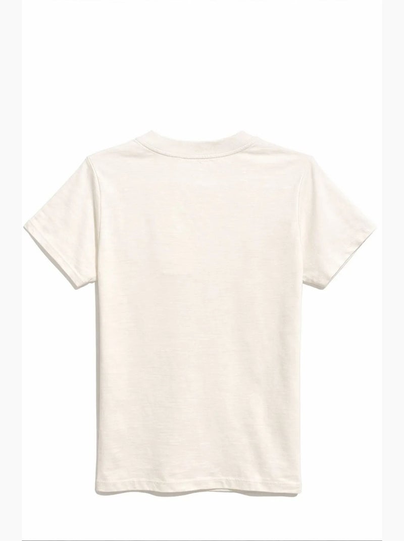 T-shirt manches courtes en coton mixray Blanc cassé - Kiabi