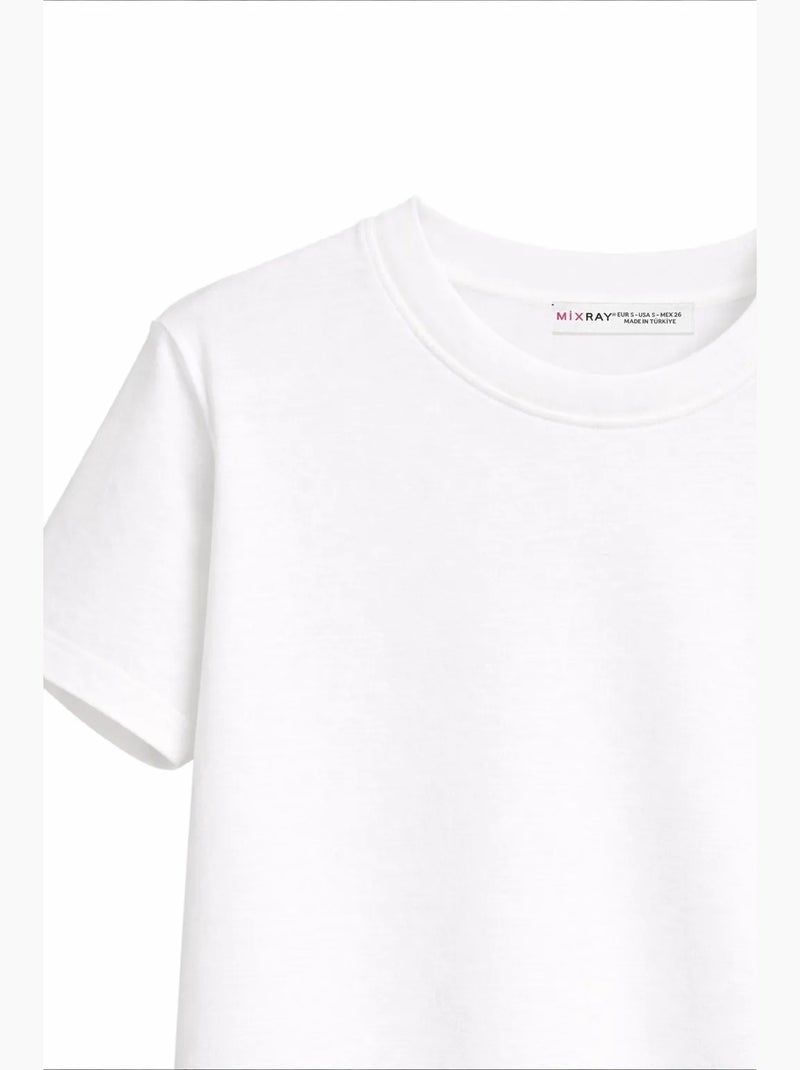 T-shirt manches courtes en coton mixray Blanc - Kiabi