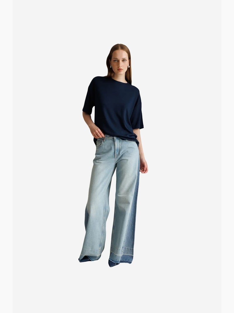 T-shirt manches courtes en coton mixray Bleu marine - Kiabi