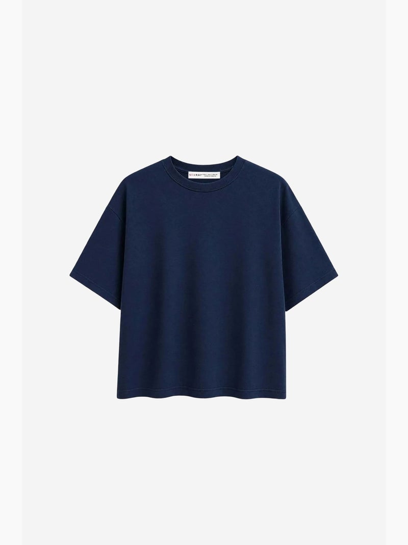 T-shirt manches courtes en coton mixray Bleu marine - Kiabi