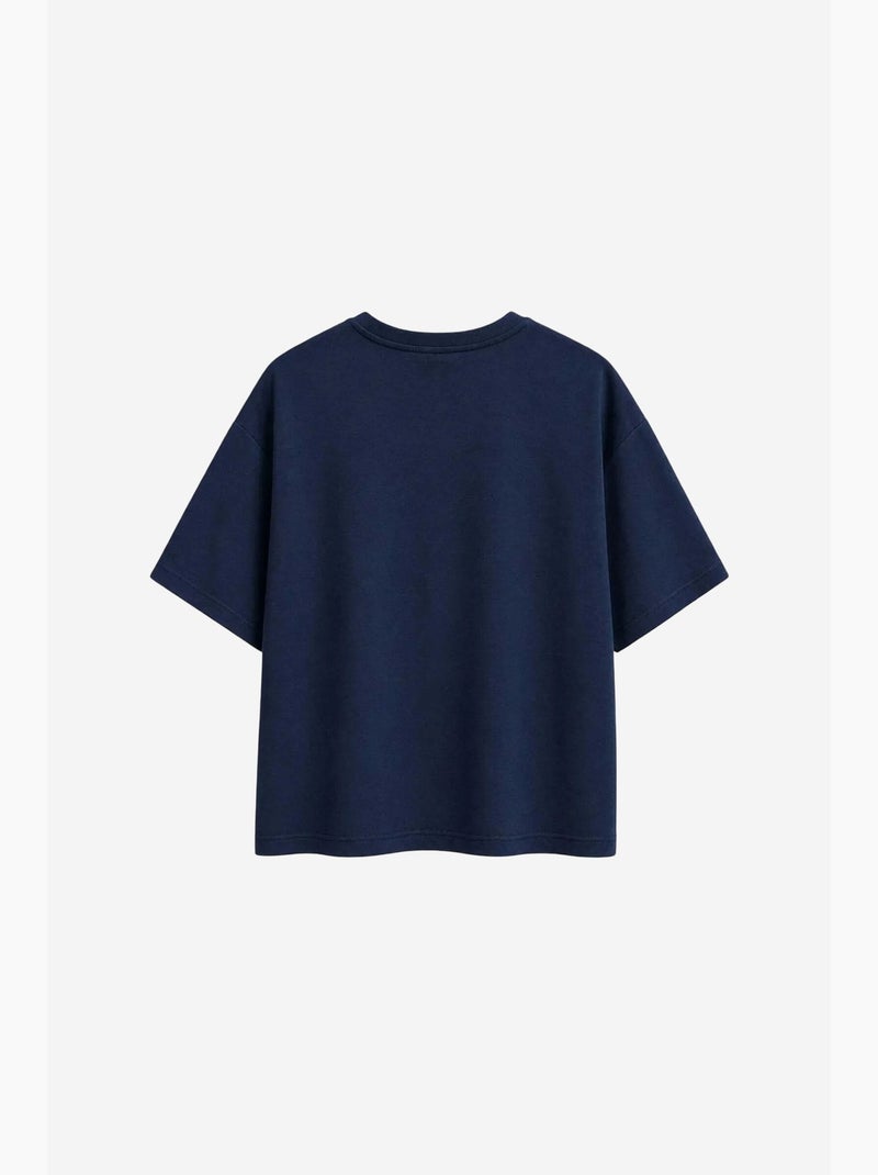 T-shirt manches courtes en coton mixray Bleu marine - Kiabi