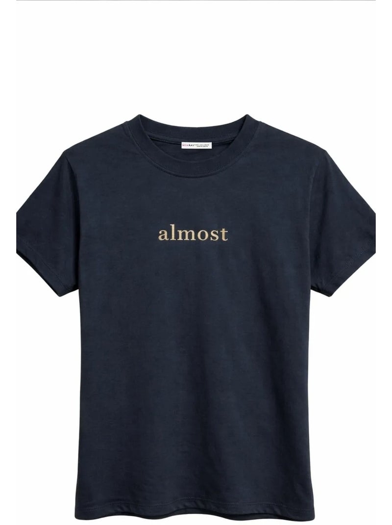 T-shirt manches courtes en coton mixray Bleu marine - Kiabi