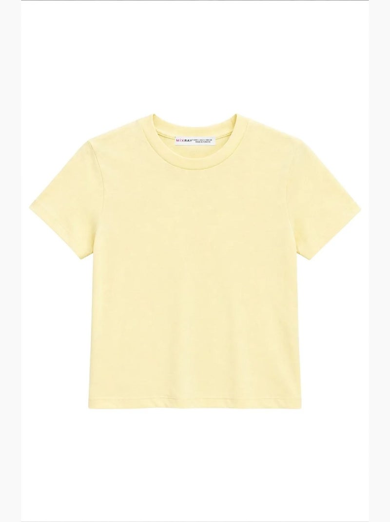 T-shirt manches courtes en coton mixray Jaune citron - Kiabi