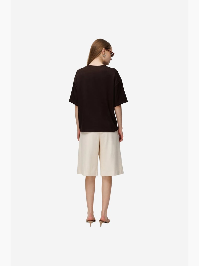 T-shirt manches courtes en coton mixray Marron chocolat - Kiabi