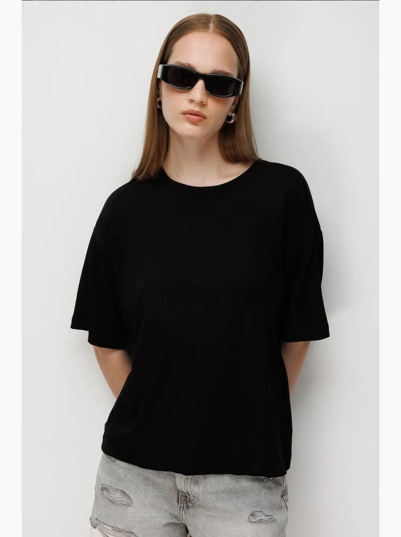 T-shirt manches courtes en coton mixray Noir - Kiabi