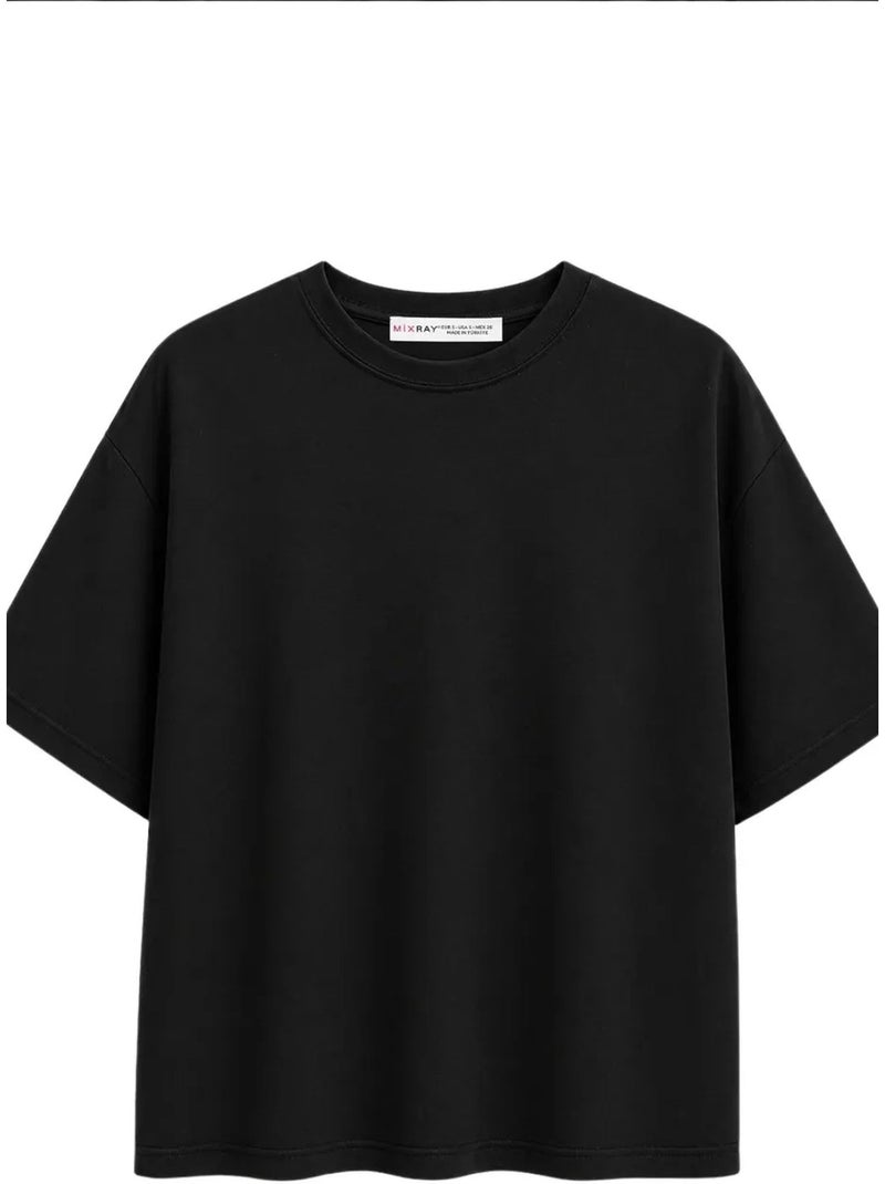 T-shirt manches courtes en coton mixray Noir - Kiabi