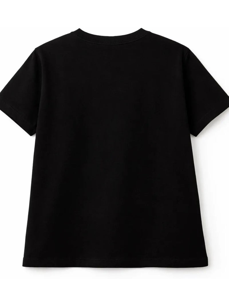 T-shirt manches courtes en coton mixray Noir - Kiabi