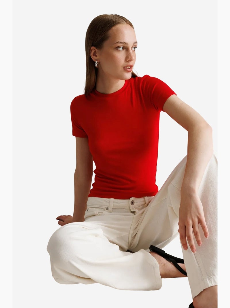 T-shirt manches courtes en coton mixray Rouge - Kiabi