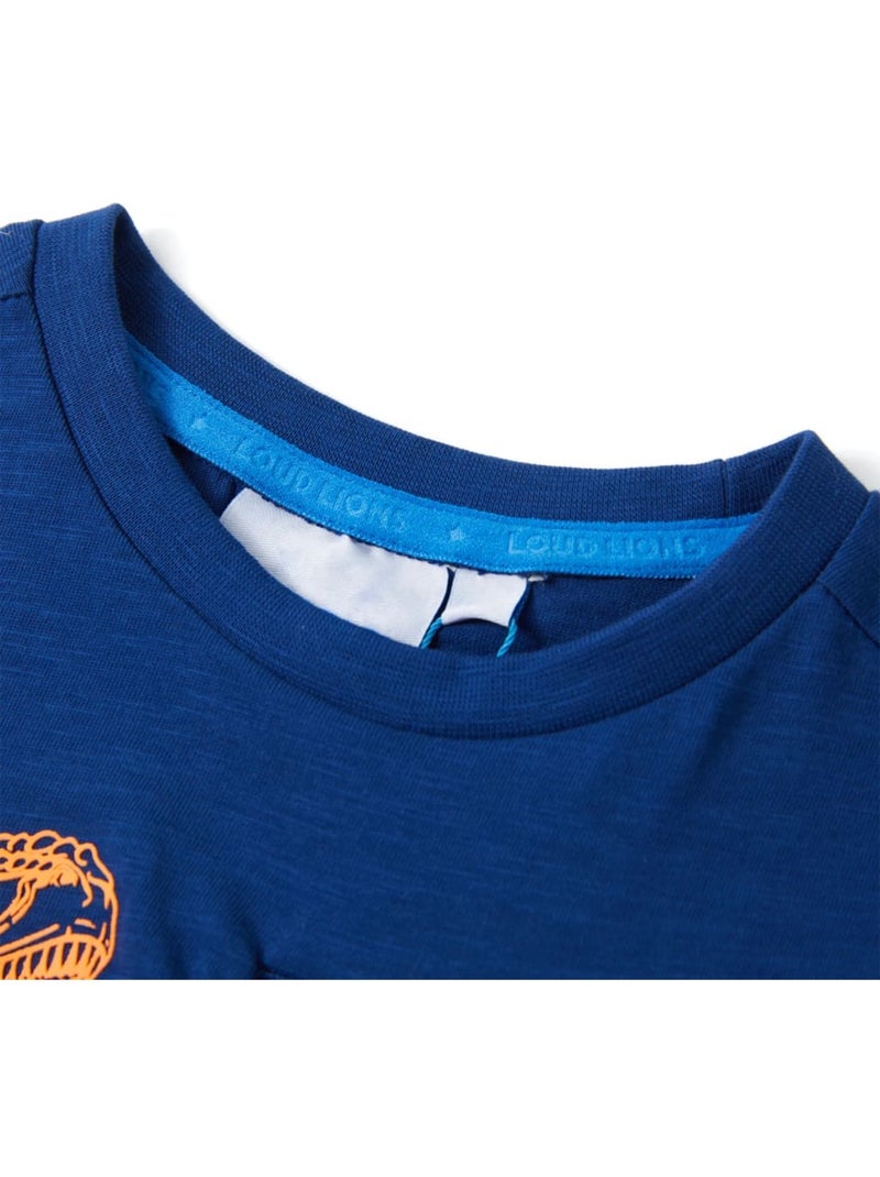 T-shirt manches courtes en coton motif dinosaures - vidaxl Bleu - Kiabi