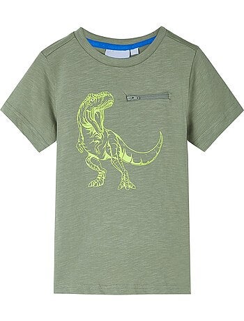 T-shirt manches courtes en coton motif dinosaures - vidaxl