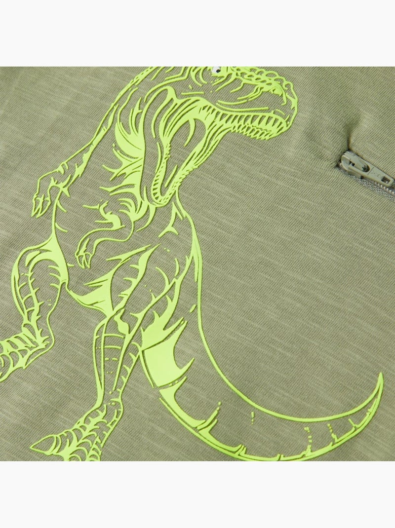 T-shirt manches courtes en coton motif dinosaures - vidaxl Vert - Kiabi